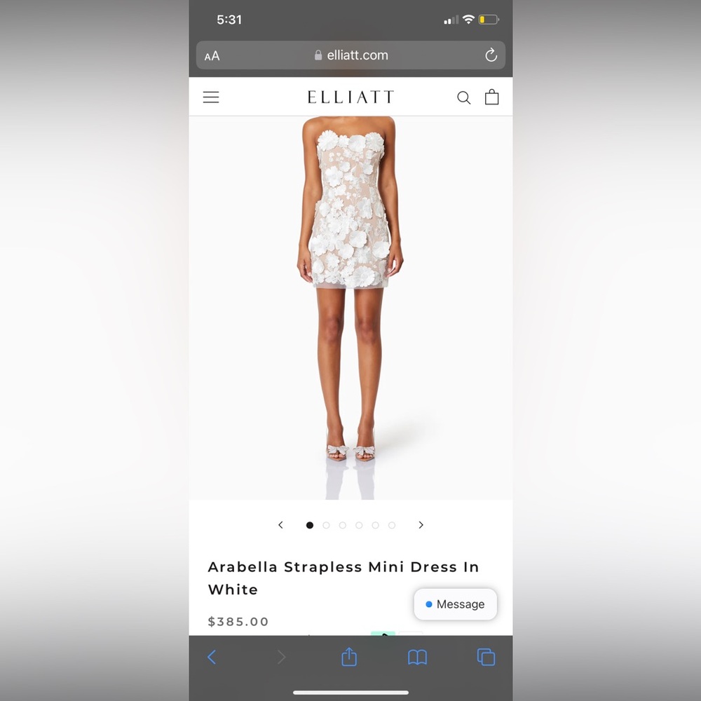 Elliatt Arabella strapless mini dress in white